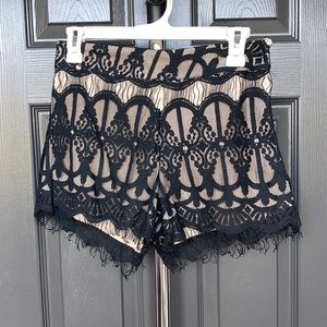 Sweet Journey Black/Nude Lace Shorts Size S